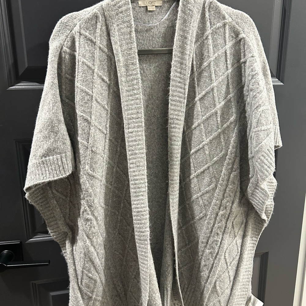 Gray Knit Open Cardigan